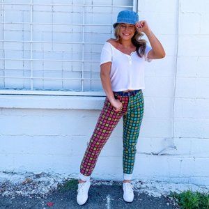 Multi color plaid pants